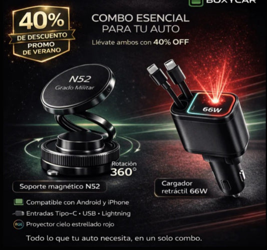 ⚡ Cargador Retráctil con Proyector + Soporte Magnético⚡